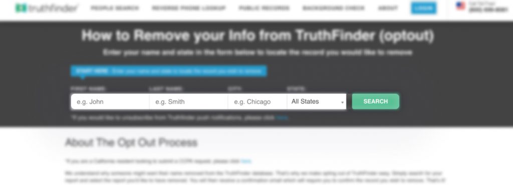Opt out of truth finder step 1