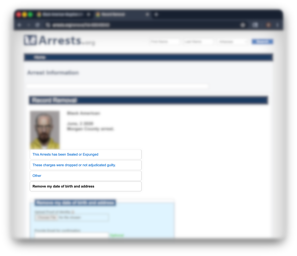Arrest.org opt out step 4