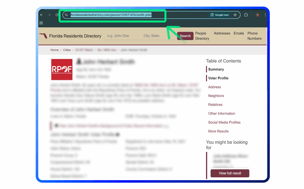 Florida Residents Directory Opt Out step 3