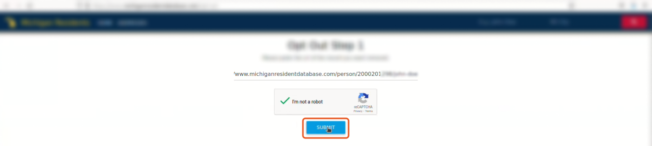 Opt out of Michigan Resident Database step 4