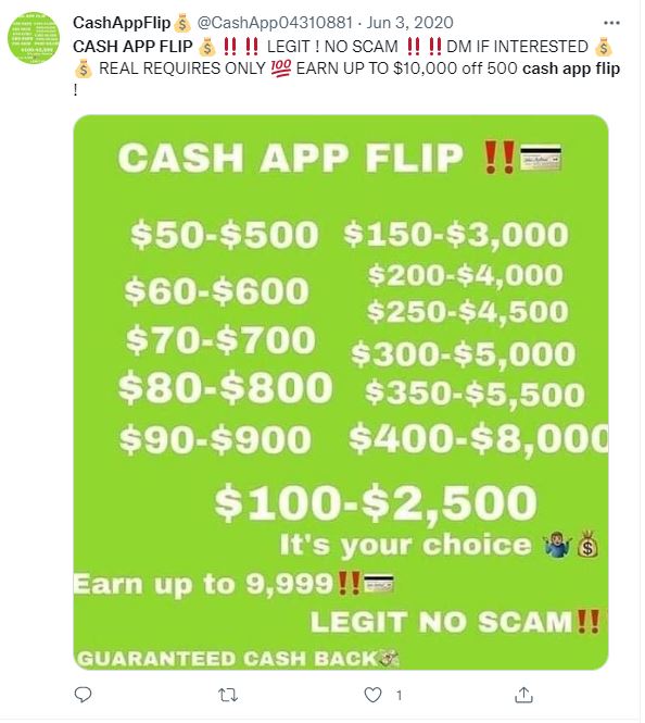 cash flipping cash app scam sample 4