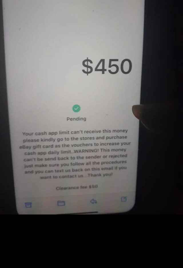 cash app gift card scam sample 3