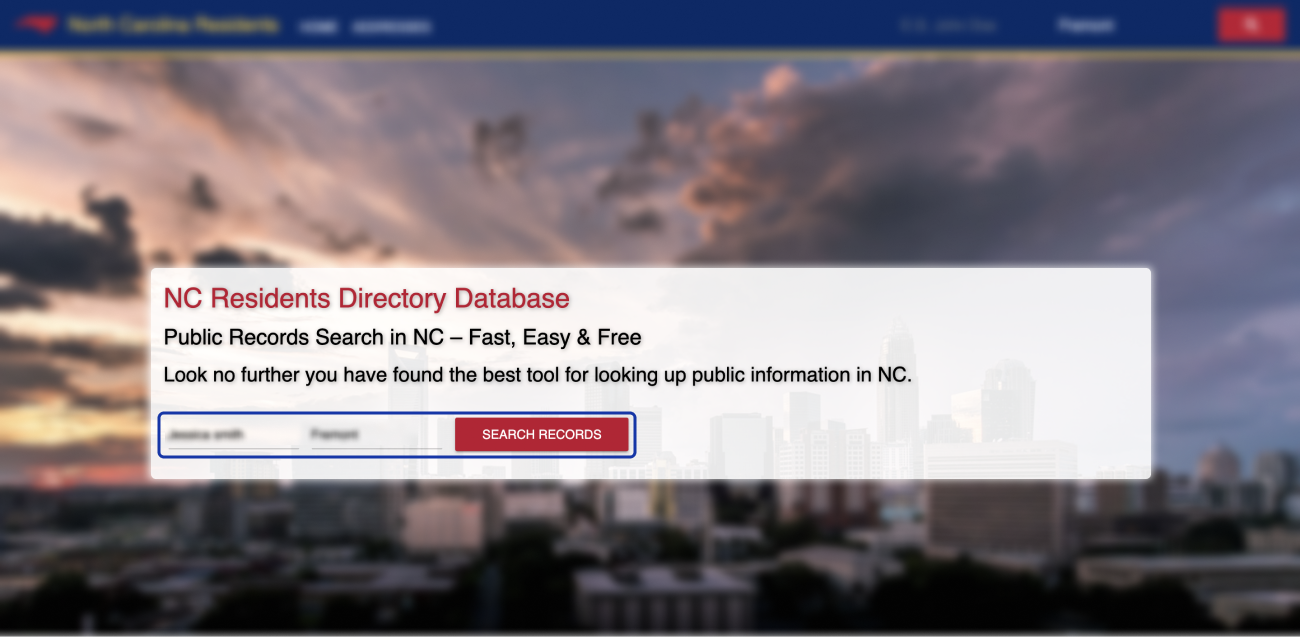 Opt out of North Carolina Resident Database step 1