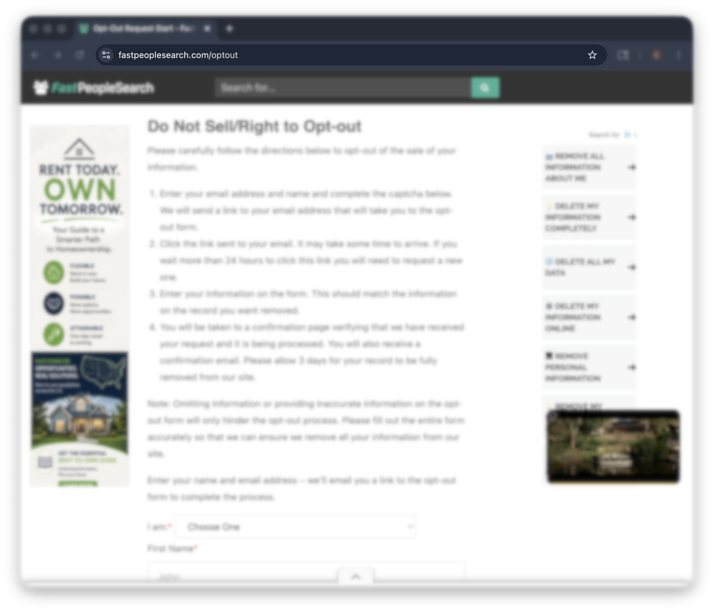 Fast People Search opt-out step 1