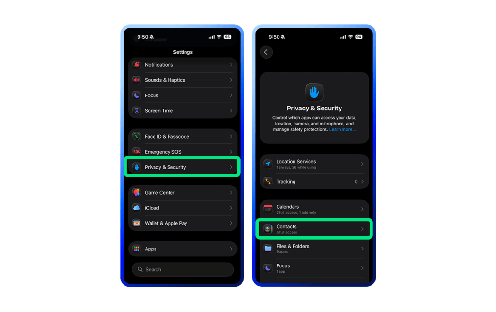 how to check permissions on an iPhone