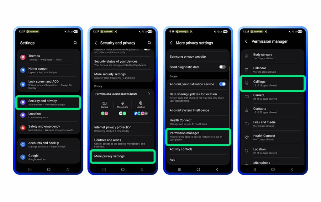 how to check permissions on an Android phone