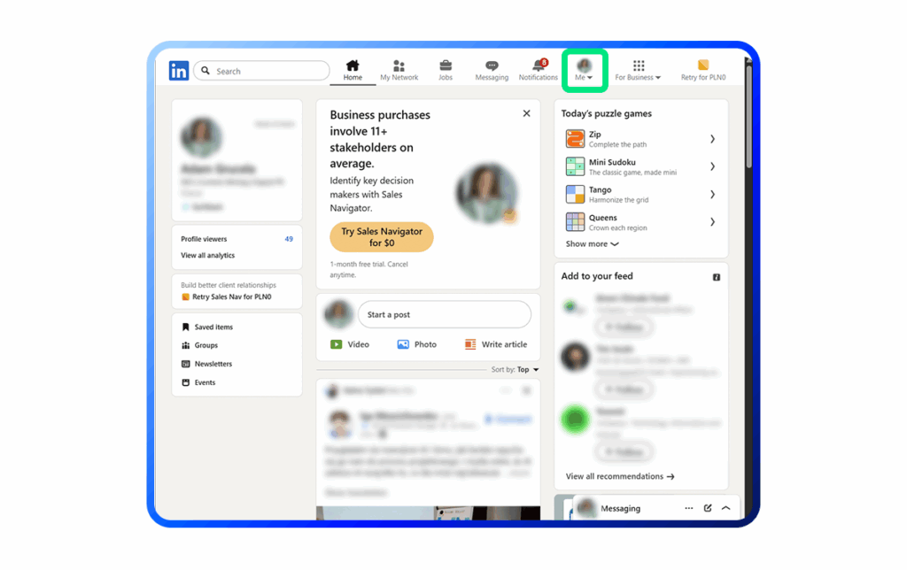 How to find accounts linked to LinkedIn step1