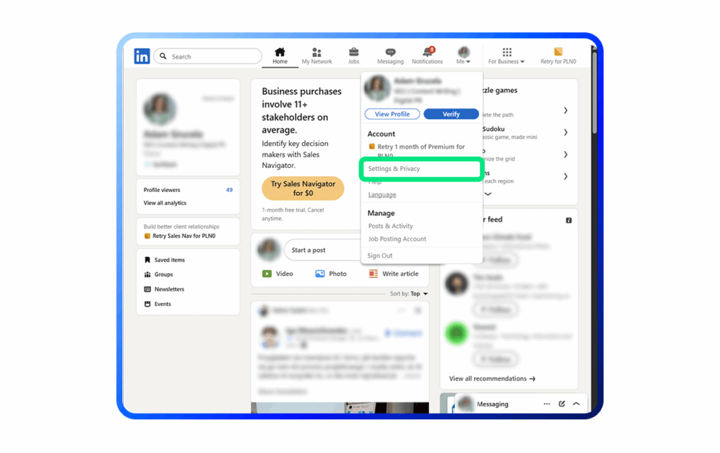 How to find accounts linked to LinkedIn step2