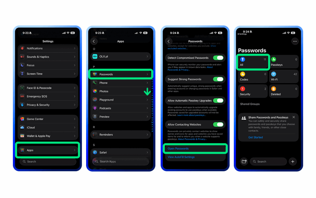 how to access passwords on an iPhone