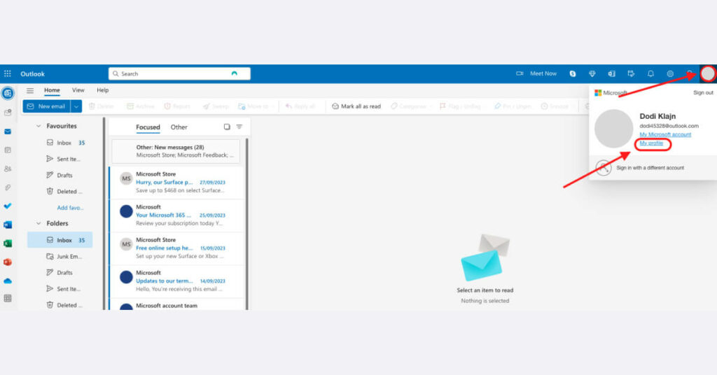 Outlook myprofile