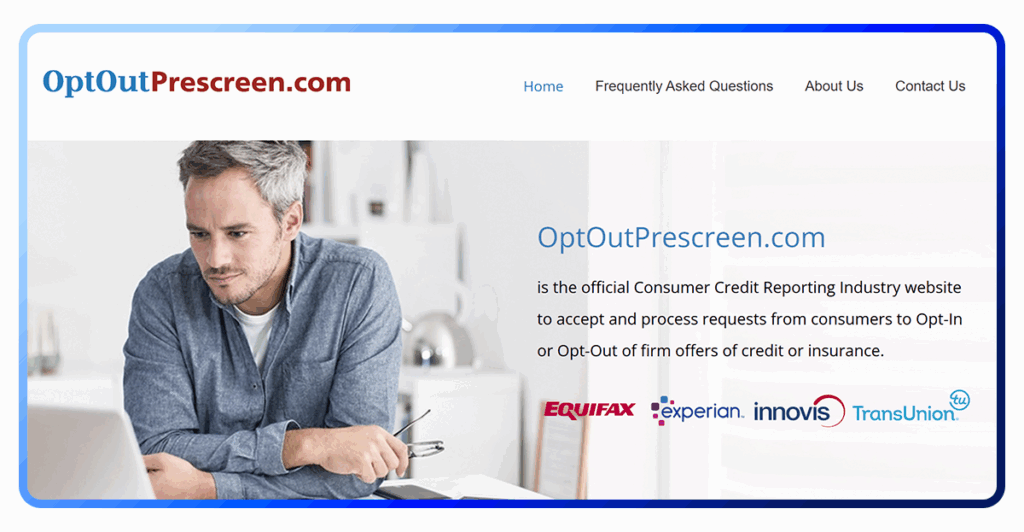 Opt out of credit card step 1