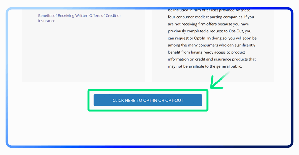 Opt out of credit card offers step 2