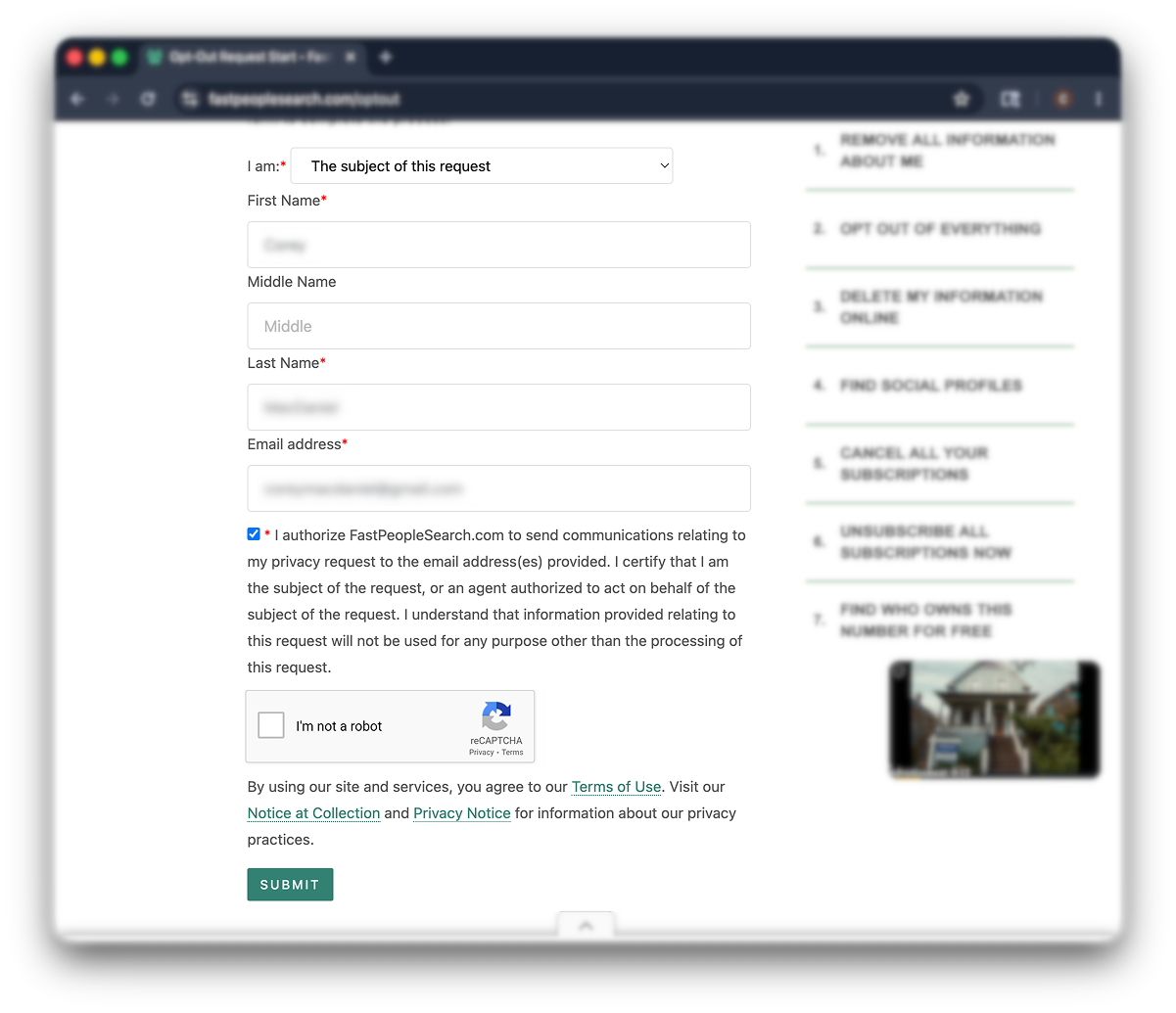 Fast People Search opt-out step 2